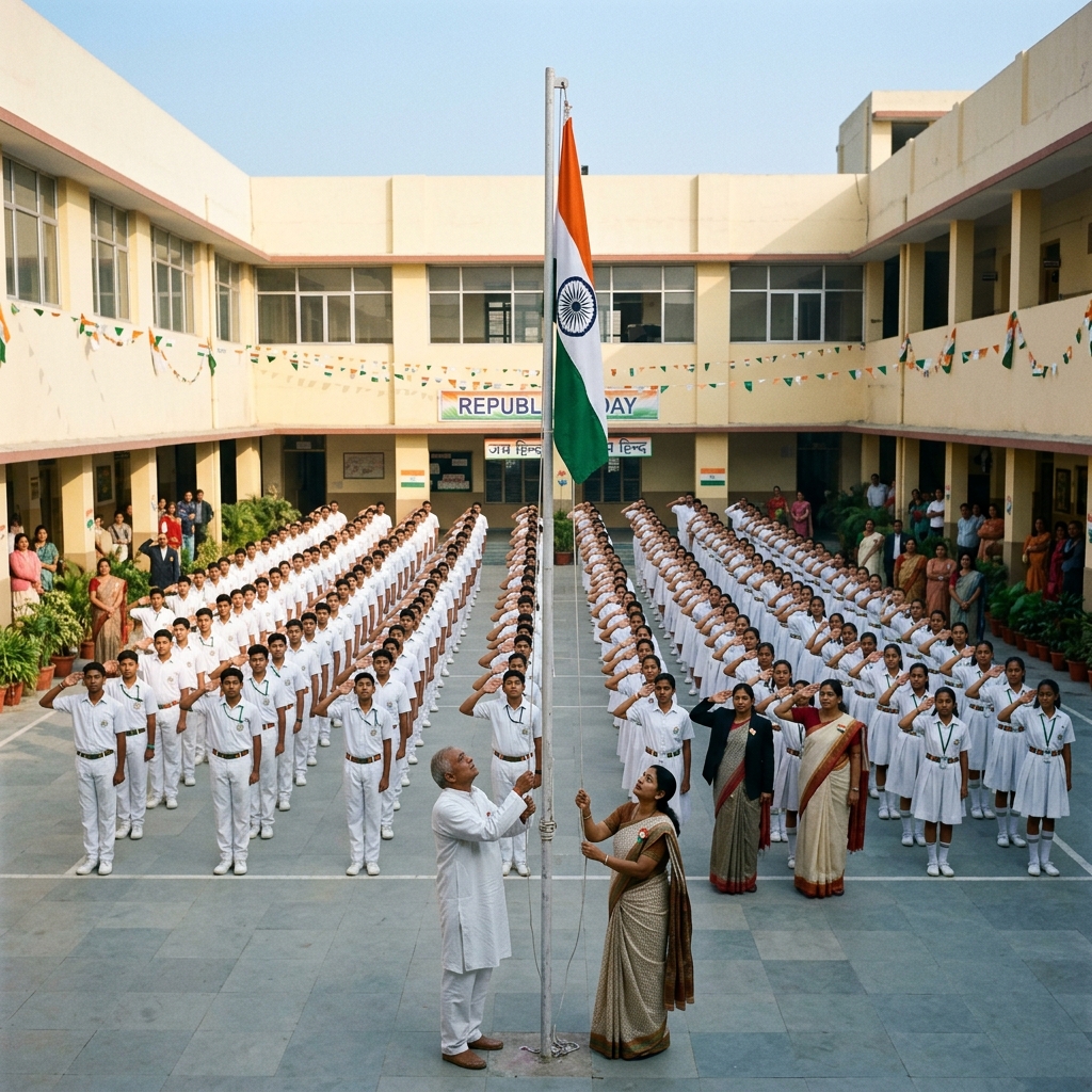 Republic Day flag hoisting ceremony at school